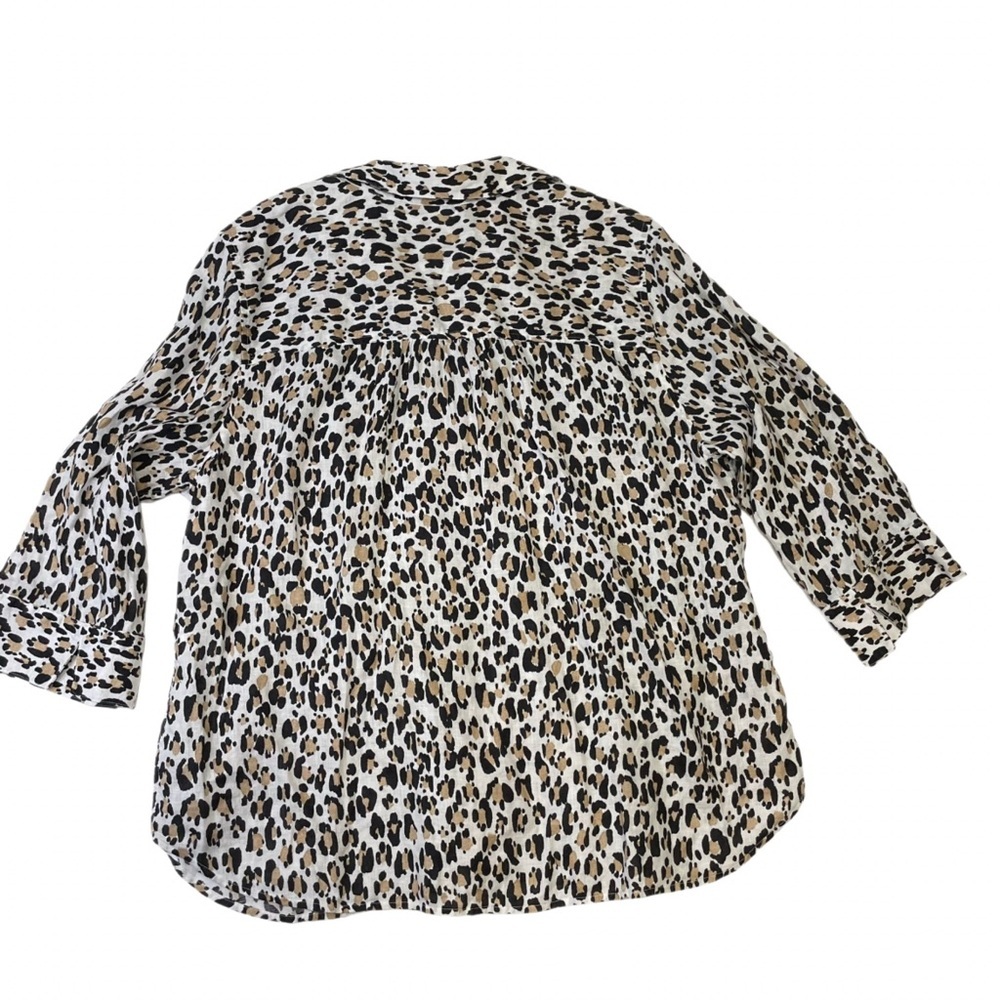 Chico's No-Iron FreshChic Linen Leopard Print Shirt Women's Sz 3 16/18 - Picture 4 of 8
